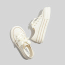 Women's Beige Platform Sneakers With Elegant Satin Lacing