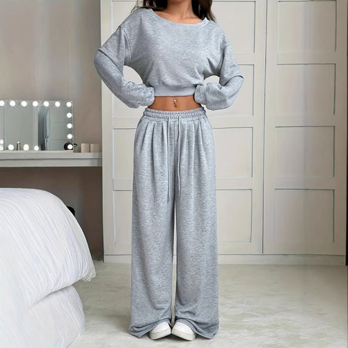 Women’s Sweater Two-Piece Lounge Set – Cozy Relaxed Fit Outfit