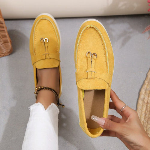 Women’s Flat Slip On Suede Loafers – Comfortable Casual Walking Shoes