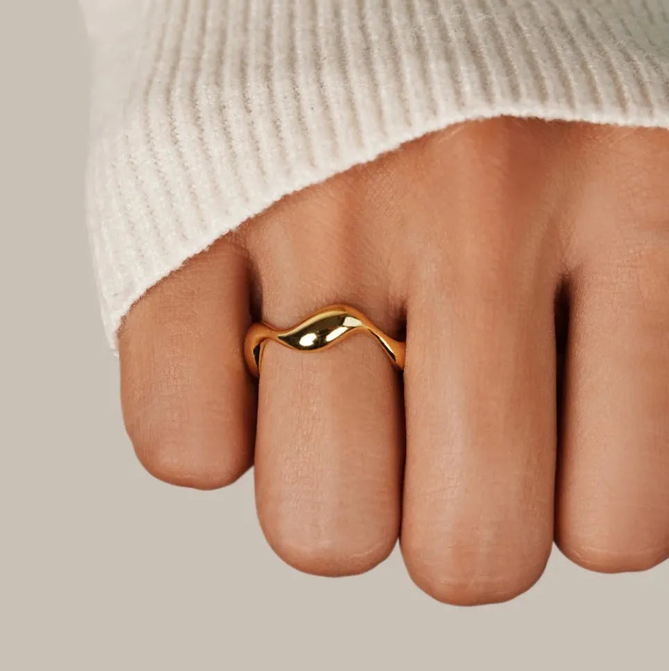 Women's Minimalist Gold Plated Ring – Adjustable Elegant Jewelry