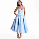 Women’s Sleeveless Corset Midi Dress - Elegant Dinner Party Style