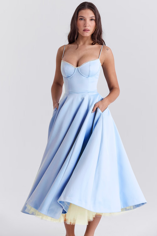 Pink Satin Midi Dress: Flattering Fit for Weddings & Special Events 0