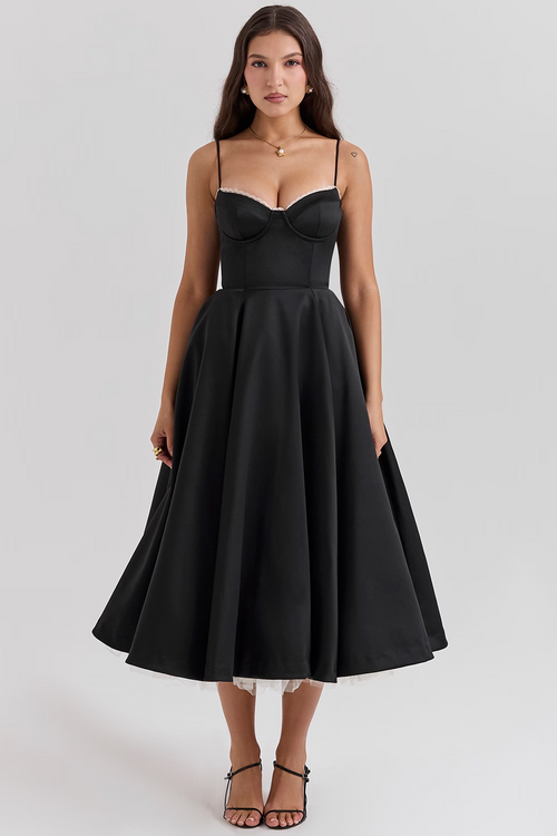 Pink Satin Midi Dress: Flattering Fit for Weddings & Special Events 8