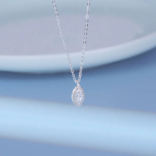 Women's Teardrop Sterling Silver Necklace – Minimalist Water Drop Pendant