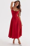 Women's Elegant Sleeveless Floral Party Dress with Slit and Sweetheart Neckline