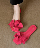 Rose Floral Splicing French Slide Sandals Peep Toe