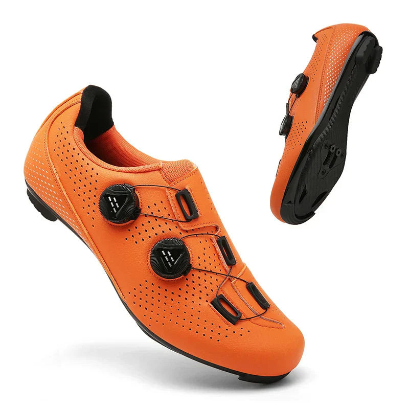 Orange Mens Mountain Self-Locking Cycling Shoes – MTB Clip-In Bike Shoes
