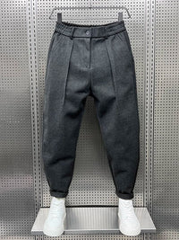 Dark Grey Pleated Men's Trousers – Elegant Tailored Office Pants