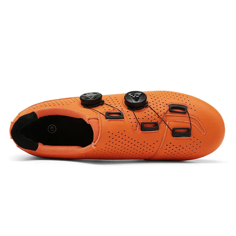 Orange Mens Mountain Self-Locking Cycling Shoes – MTB Clip-In Bike Shoes
