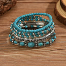 Women's Elegant Layered Turquoise Beaded Bracelet – Multi-Strand Wrist Jewelry