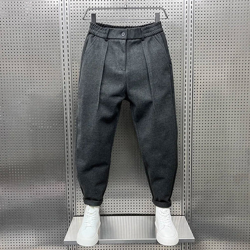Dark Grey Pleated Men's Trousers – Elegant Tailored Office Pants