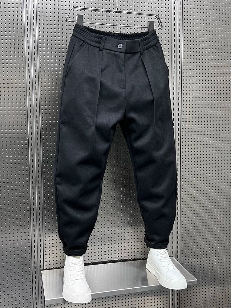 Dark Grey Pleated Men's Trousers – Elegant Tailored Office Pants