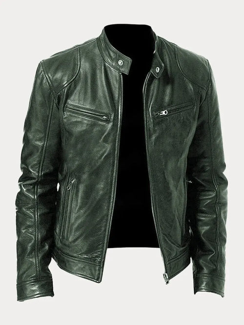 Mens Black Leather Biker Jacket Premium Moto Style – Slim Fit Coat