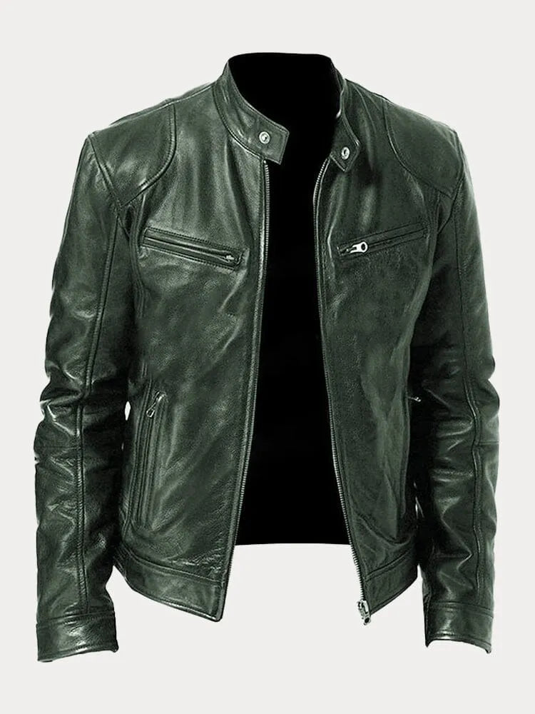 Mens Black Leather Biker Jacket Premium Moto Style – Slim Fit Coat