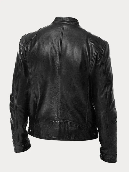 Mens Black Leather Biker Jacket Premium Moto Style – Slim Fit Coat
