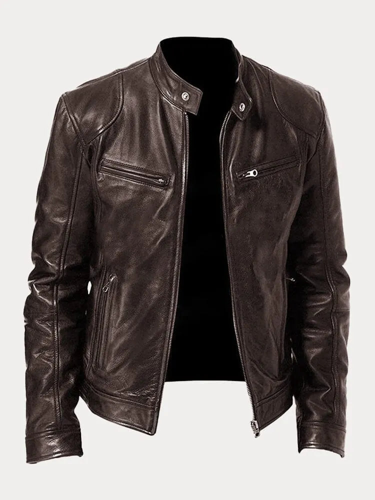 Mens Black Leather Biker Jacket Premium Moto Style – Slim Fit Coat