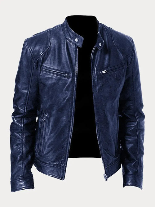Mens Black Leather Biker Jacket Premium Moto Style – Slim Fit Coat