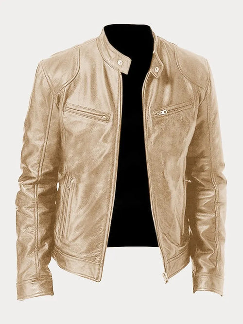 Mens Black Leather Biker Jacket Premium Moto Style – Slim Fit Coat