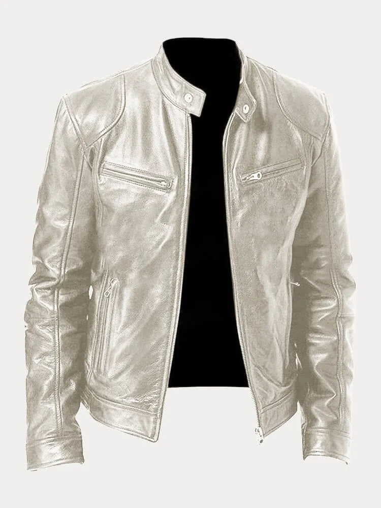 Mens Black Leather Biker Jacket Premium Moto Style – Slim Fit Coat