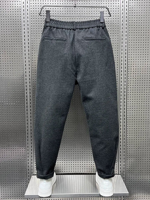 Dark Grey Pleated Men's Trousers – Elegant Tailored Office Pants