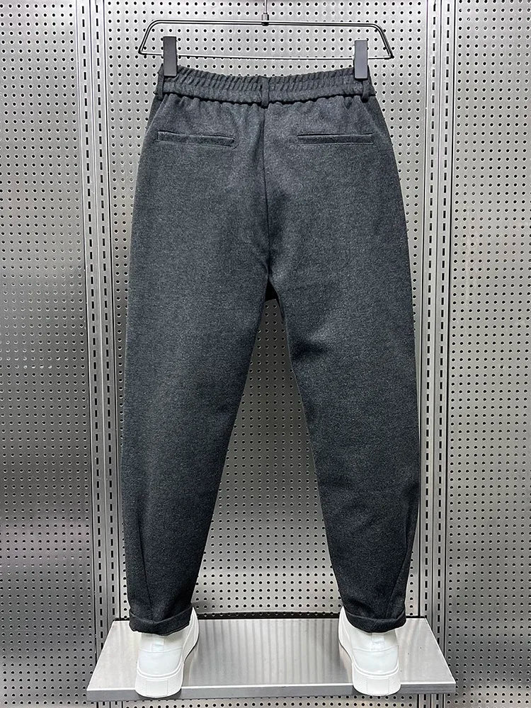 Dark Grey Pleated Men's Trousers – Elegant Tailored Office Pants