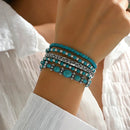 Women's Elegant Layered Turquoise Beaded Bracelet – Multi-Strand Wrist Jewelry