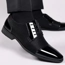 Men’s Patent Leather Oxford Shoes With Dotted Pattern – Formal Dress Shoes