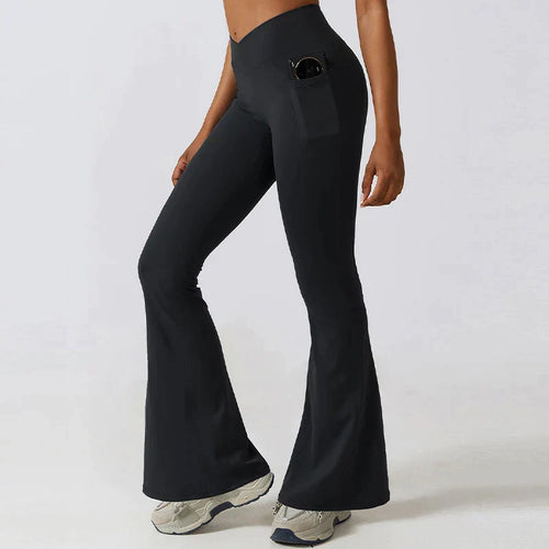 Women's High-Waist Flared Leggings Pants – Stretch Wide-Leg Yoga Trousers