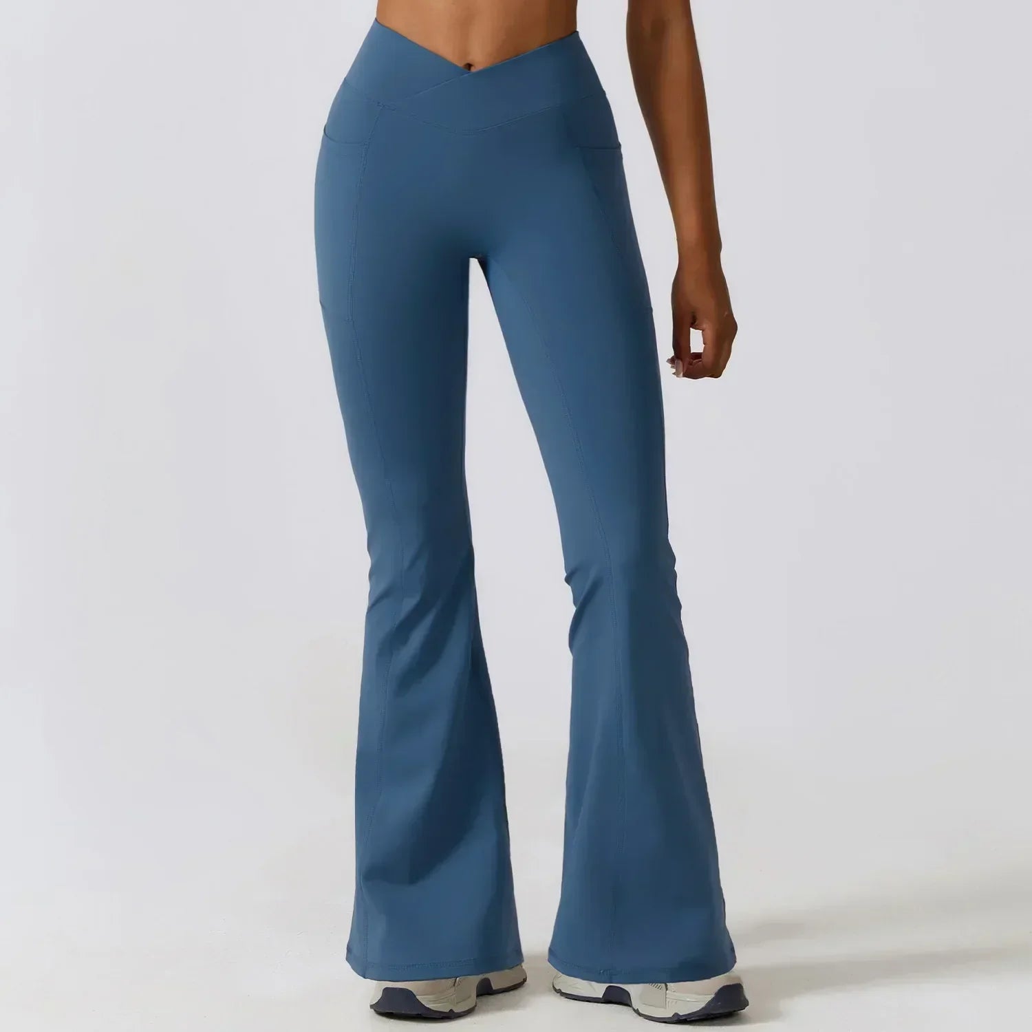 Women's High-Waist Flared Leggings Pants – Stretch Wide-Leg Yoga Trousers