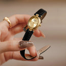 Women's Gold Dial Wrist Watch – Leather Strap Elegant Timepiece