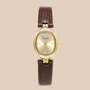 Women's Gold Dial Wrist Watch – Leather Strap Elegant Timepiece