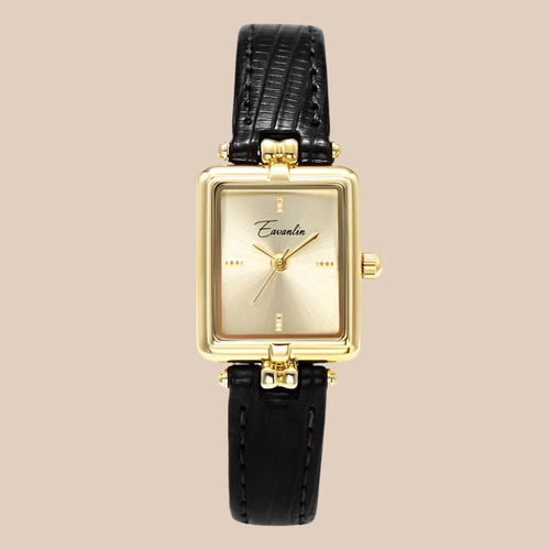 Women's Gold Dial Wrist Watch – Leather Strap Elegant Timepiece