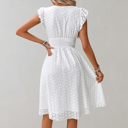 Sleeveless Summer Dress with Ruffles – Elegant White Dress for Warm Days 4