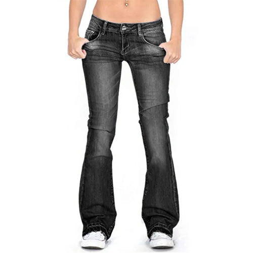 Women's Low Rise Flared Jeans – Vintage Bell Bottom Denim Pants