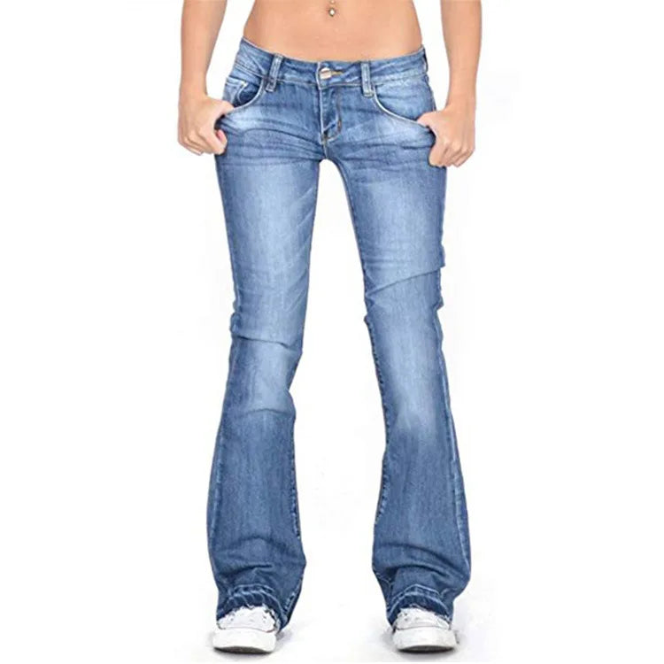 Women's Low Rise Flared Jeans – Vintage Bell Bottom Denim Pants