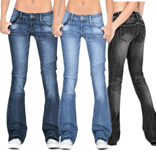 Women's Low Rise Flared Jeans – Vintage Bell Bottom Denim Pants