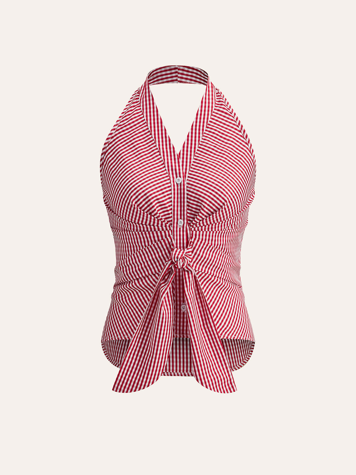 Striped Halter Top for Women – Summer V-Neck Sleeveless Blouse in Breathable Polyester 4