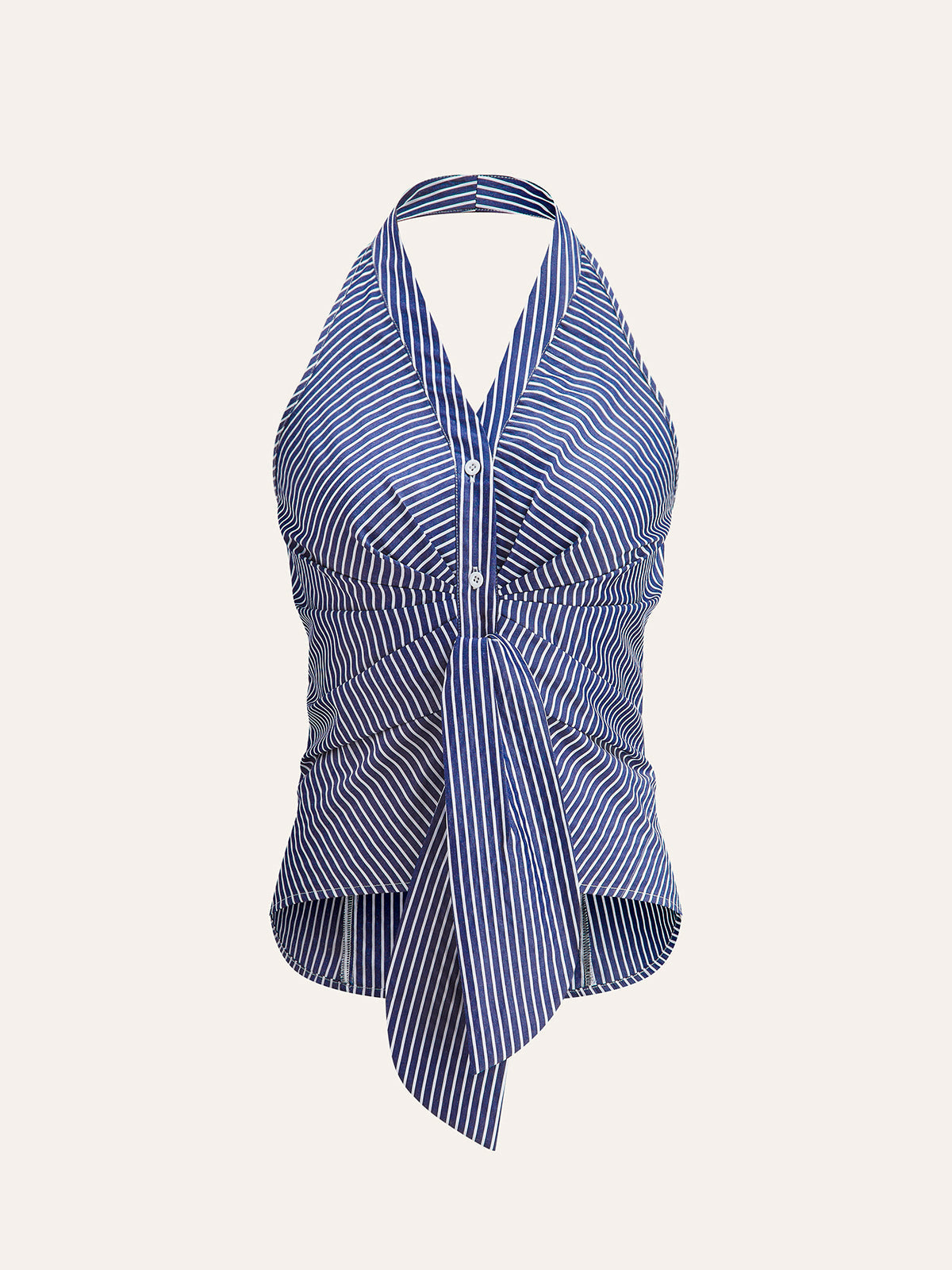 Striped Halter Top for Women – Summer V-Neck Sleeveless Blouse in Breathable Polyester 7