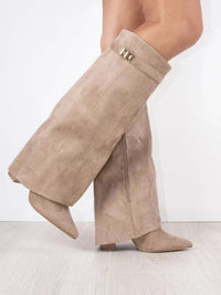 Stylish High Boots with Flap and Block Heel – 8.5cm Leather or Suede
