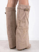Stylish High Boots with Flap and Block Heel – 8.5cm Leather or Suede 3