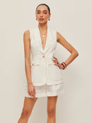 Stylish Women's Linen Blend Gilet with Long Fit and Pocket Details 0