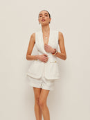 Stylish Women's Linen Blend Gilet with Long Fit and Pocket Details 2