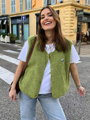 Stylish Women's Wool Blend Bodywarmer Gilet with Button Closure – Elegant V-Neck Layering Piece for All-Day Comfort 0