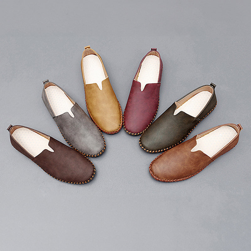 Men's Lightweight Slip-On Loafers – Casual Stitched Sole Shoes