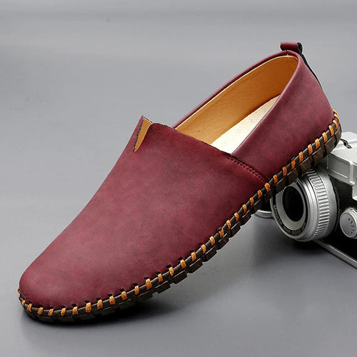 Men's Lightweight Slip-On Loafers – Casual Stitched Sole Shoes