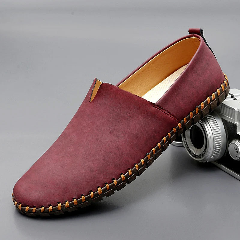 Men's Lightweight Slip-On Loafers – Casual Stitched Sole Shoes