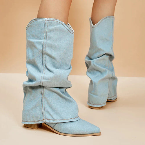 Trendy Denim Knee-High Boots for Women – Stylish and Comfortable Footwear 6