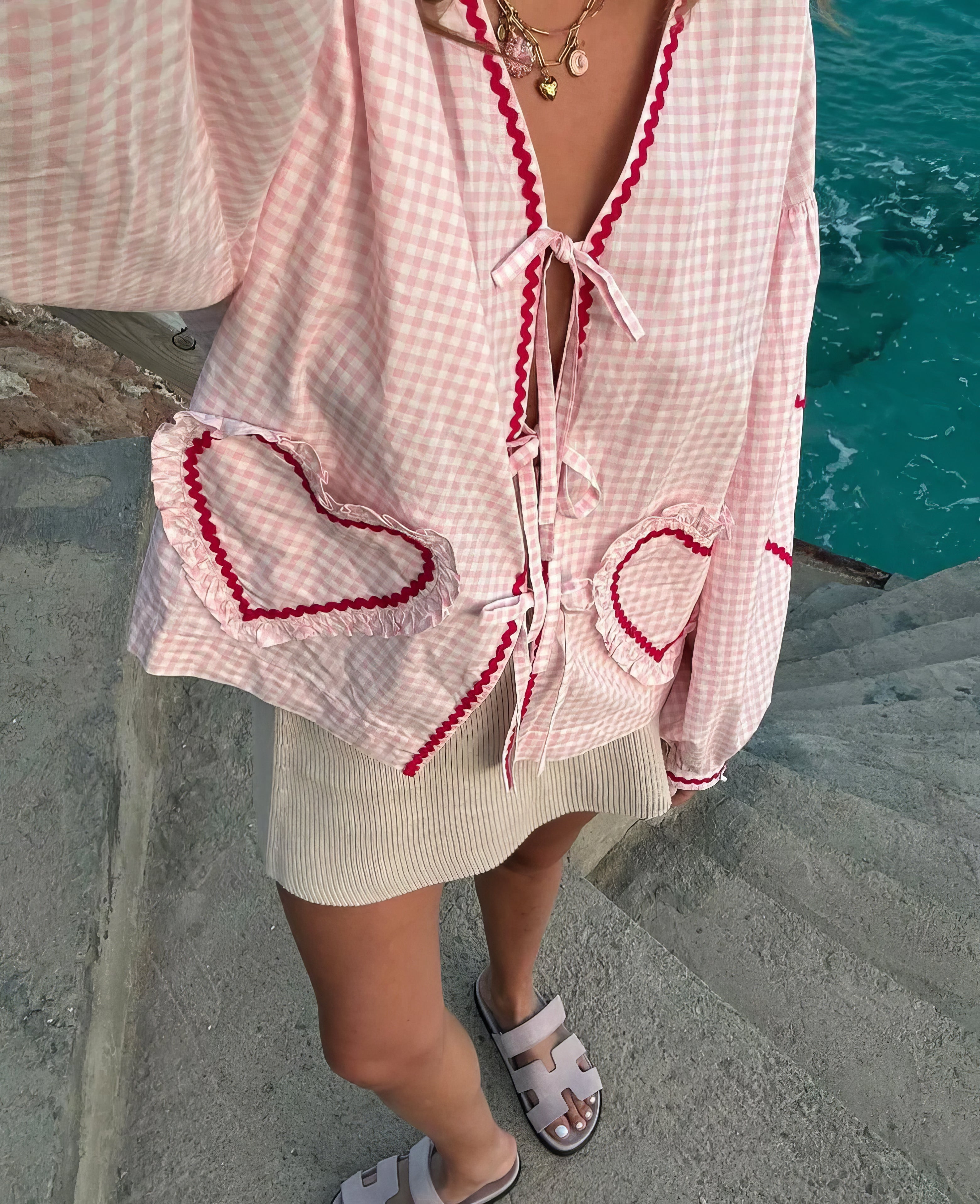 Trendy Summer Top with Heart Print – Lightweight and Stylish Women's Blouse 2