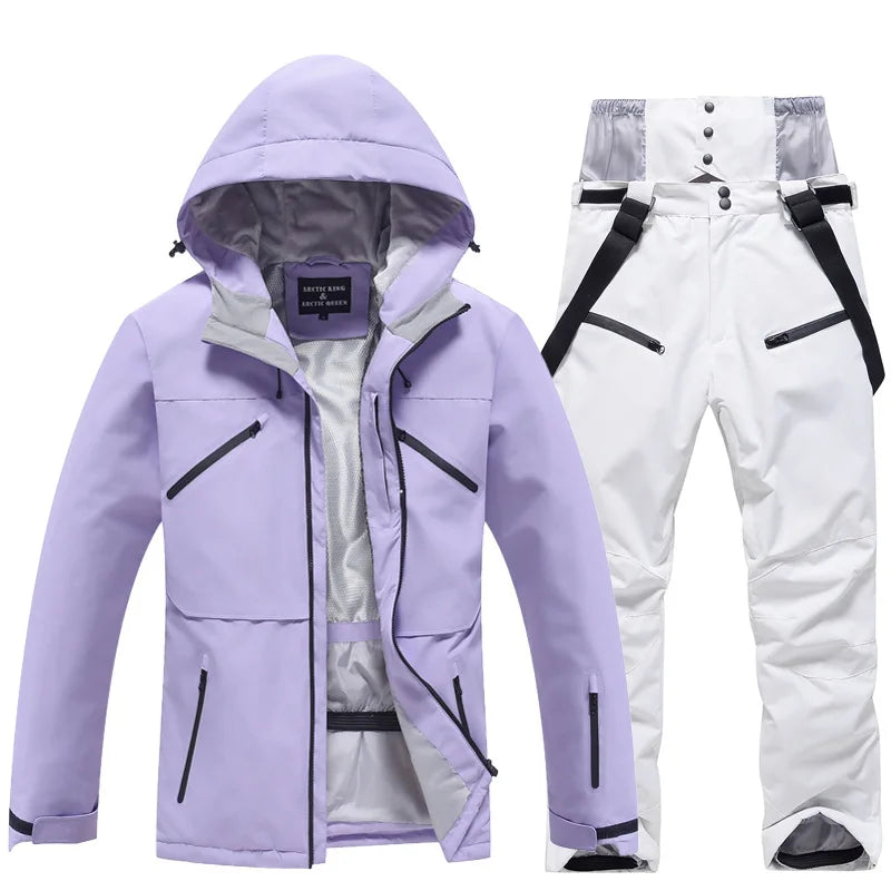 Unisex Ski Suit Set Weatherproof Fabric Sporty Ski Clothes 13