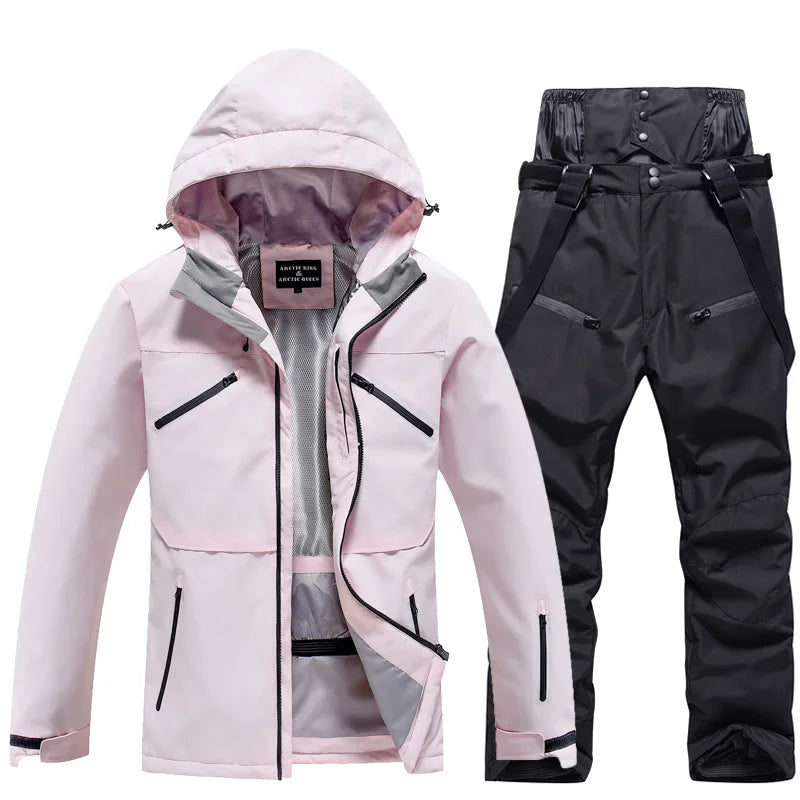 Unisex Ski Suit Set Weatherproof Fabric Sporty Ski Clothes 5